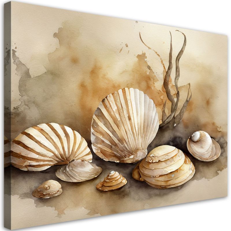 Obraz do salonu sypialni Feeby Marynistyczny Muszle Beżowy 100x70 cm 1szt
