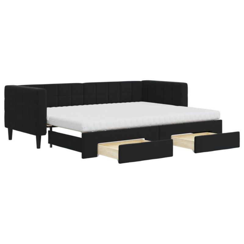 Sofa rozkładana WaszeMeble 80x200 cm Czarny aksamit z szufladami WM-3196760 1 szt.
