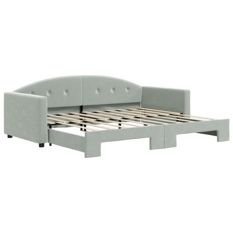 Sofa rozkładana WaszeMeble 90x190 cm Jasnoszary aksamit WM-3197314 1 szt.