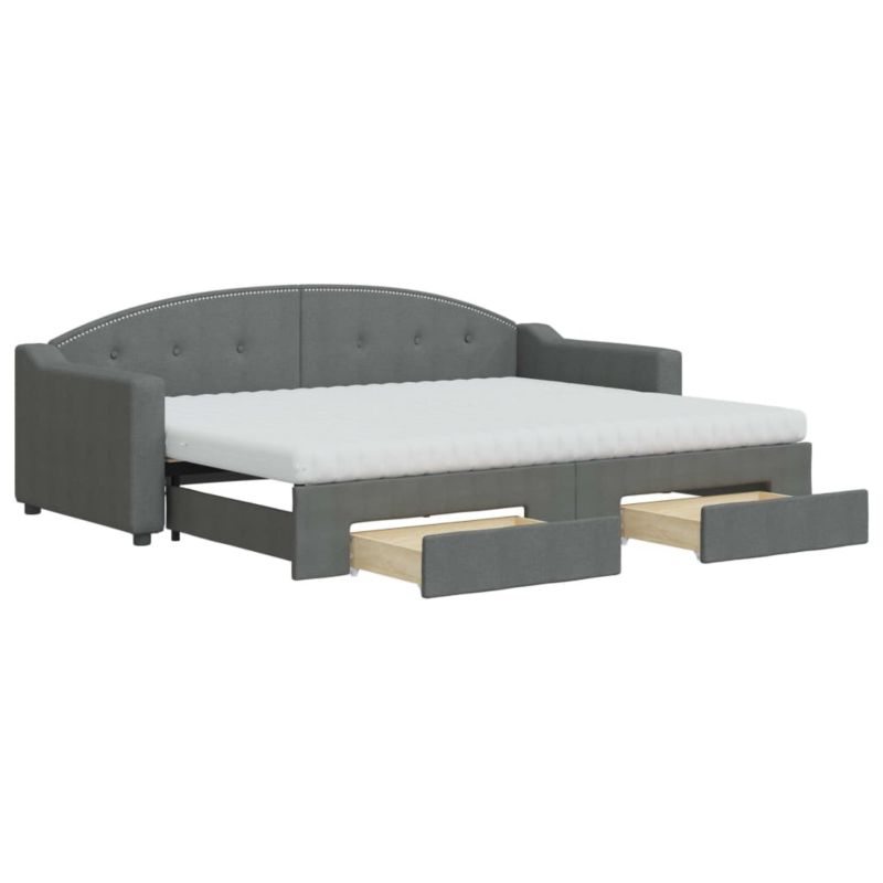 Sofa rozkładana WaszeMeble 80x200 cm Ciemnoszary tkanina z szufladami WM-3197580 1 szt.