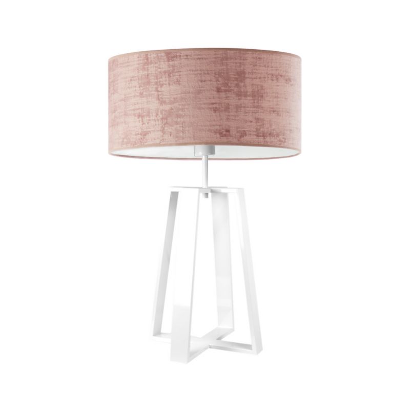 Lampka Nocna Volta Light Factory Wenis Abażur Biały/Różowy welur 1xE27 1szt.