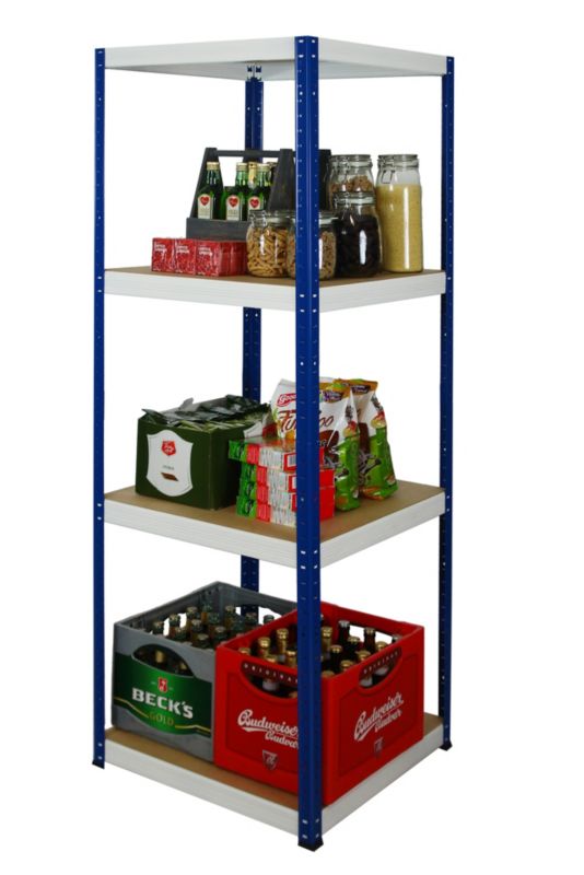 Regał metalowy MODO24 magazynowy garażowy niebiesko-biały helios 180x30x30cm 4 półki po 175 kg 1 szt.