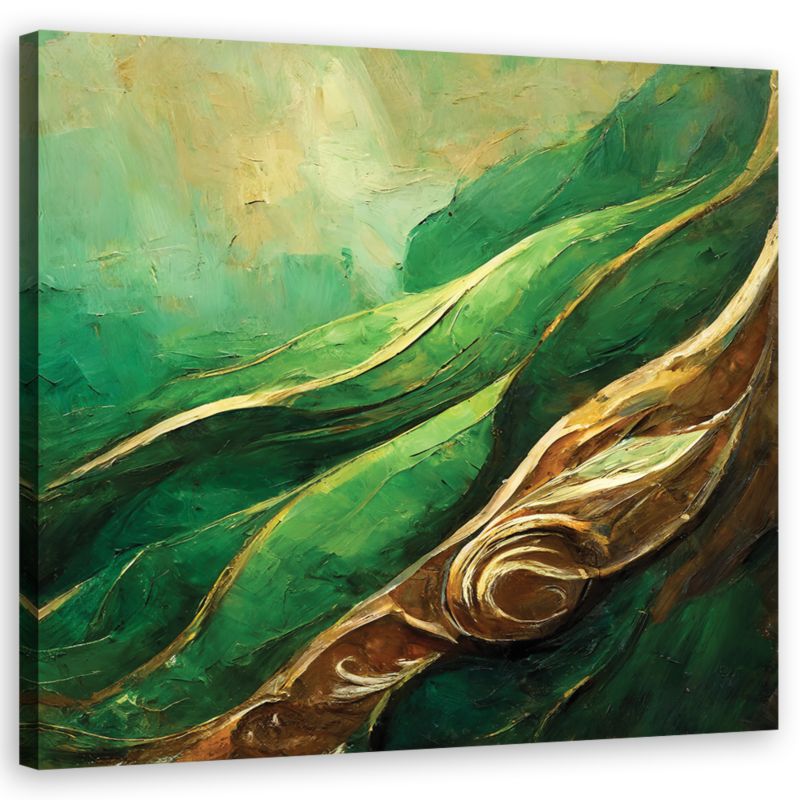Obraz do salonu nowoczesny Feeby Zielona Abstrakcja Glamour 60x60cm 1szt