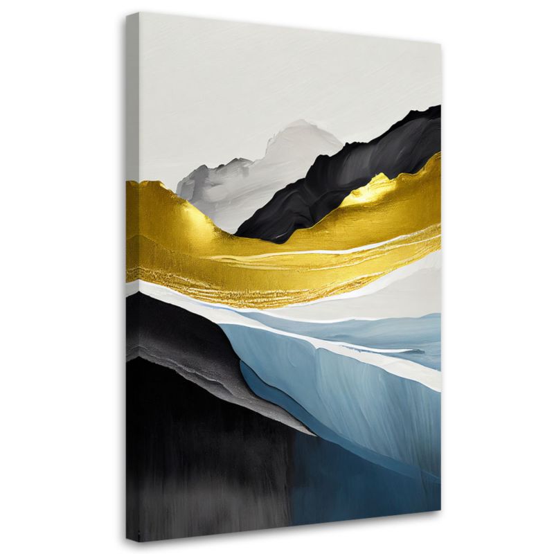 Obraz do salonu sypialni Feeby Abstrakcja Góry Złoty 70x100 cm 1szt