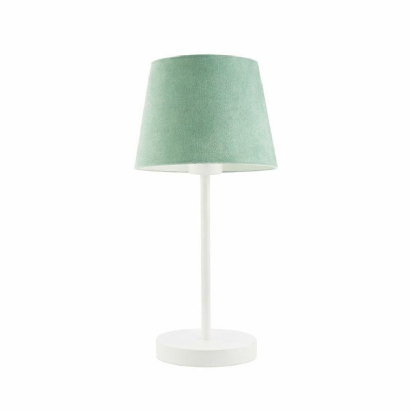 Lampka Nocna Volta Light Factory Blues Abażur Miętowy welur Stożek 1xE27 1szt.