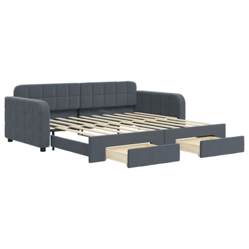 Sofa rozkładana WaszeMeble 90x190 cm Ciemnoszary aksamit z szufladami WM-3196991 1 szt.