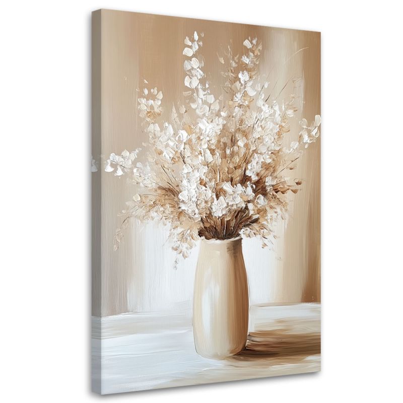 Obraz na płótnie Feeby Beżowy Bukiet Kwiatów w Wazonie 40x60cm 1szt