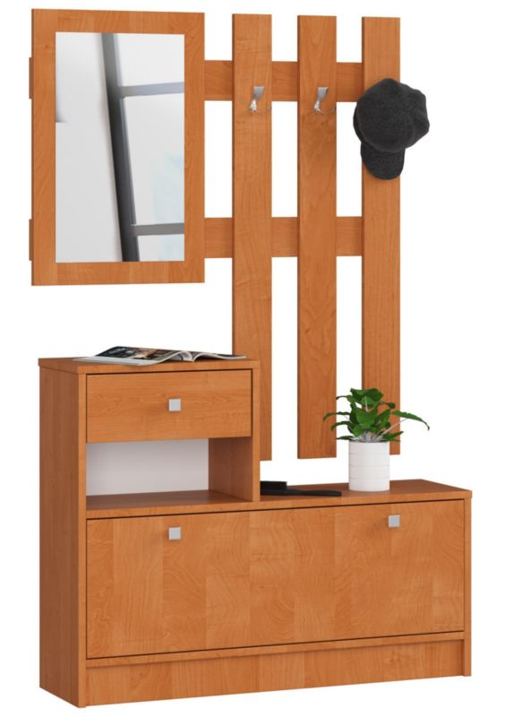 Zestaw mebli z szafką na buty Akord Olcha 90 cm 1 drzwi 1 szuflada kolor Olcha mat 2 półki 90x25x170 cm 1 zestaw