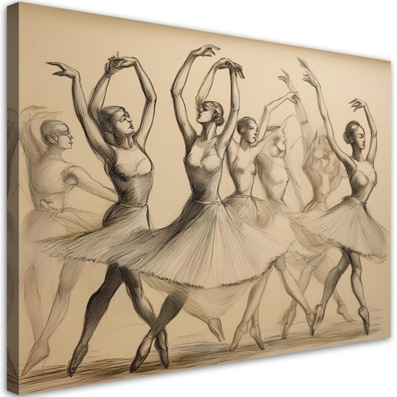 Obraz do salonu sypialni Feeby Tańczące Baletnice Retro 120x80 cm 1szt