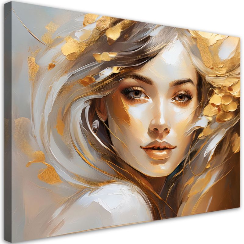 Obraz do salonu sypialni Feeby Portret Kobiety Glamour Beżowy 90x60 cm 1szt