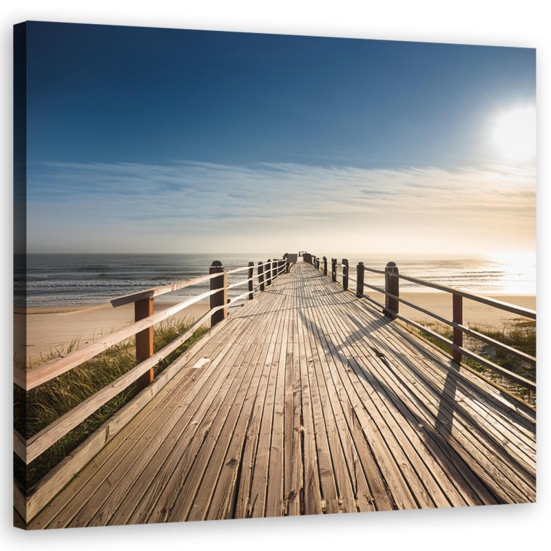 Obraz do salonu sypialni Feeby Pomost Plaża Morze Beżowy 40x40 cm 1szt