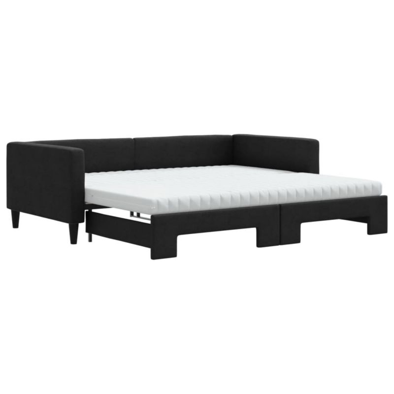Sofa rozkładana WaszeMeble 100x200 cm Czarny tkanina WM-3196603 1 szt.
