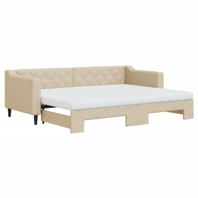 Sofa rozkładana WaszeMeble 80x200 cm Kremowy tkanina WM-3197443 1 szt.