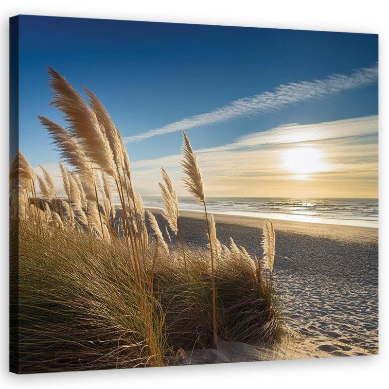 Obraz do salonu sypialni Feeby Plaża Morze Trawy Beżowy 40x40 cm 1szt