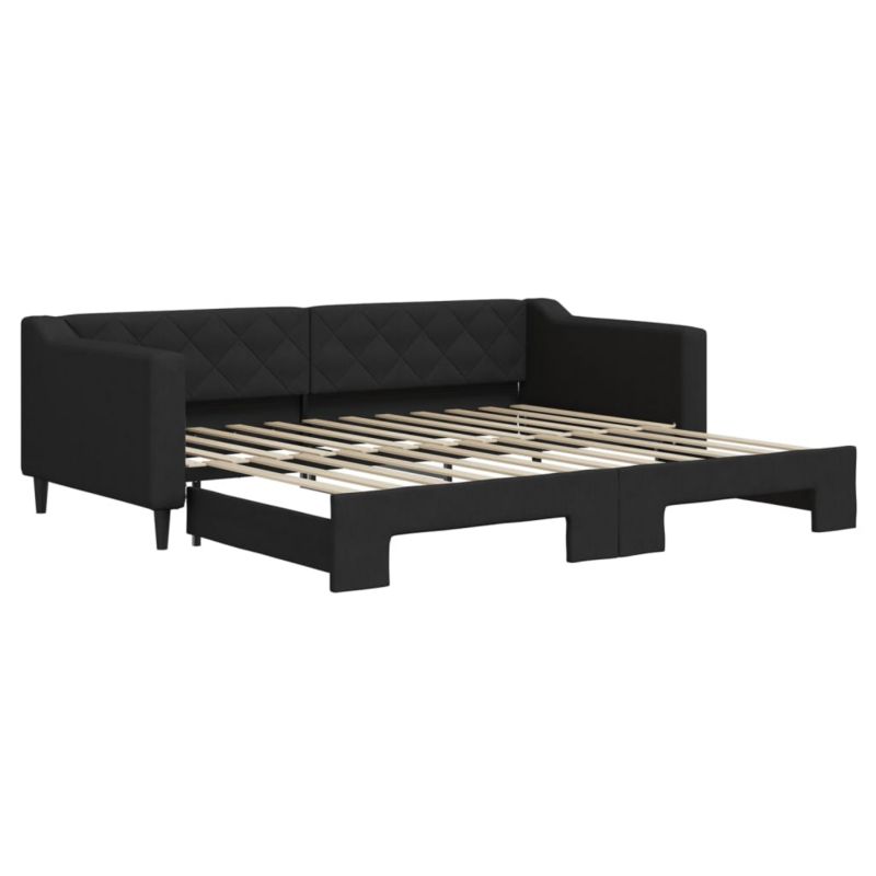 Sofa rozkładana WaszeMeble 90x200 cm Czarny tkanina WM-3197428 1 szt.