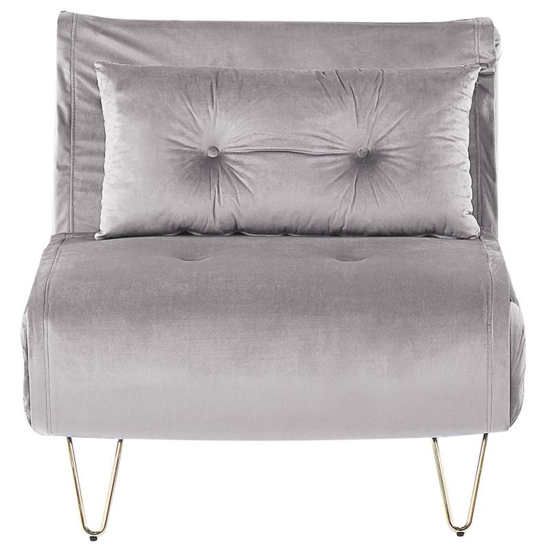 Sofa rozkładana jednoosobowa Vestfold Welur Szary 1 szt.