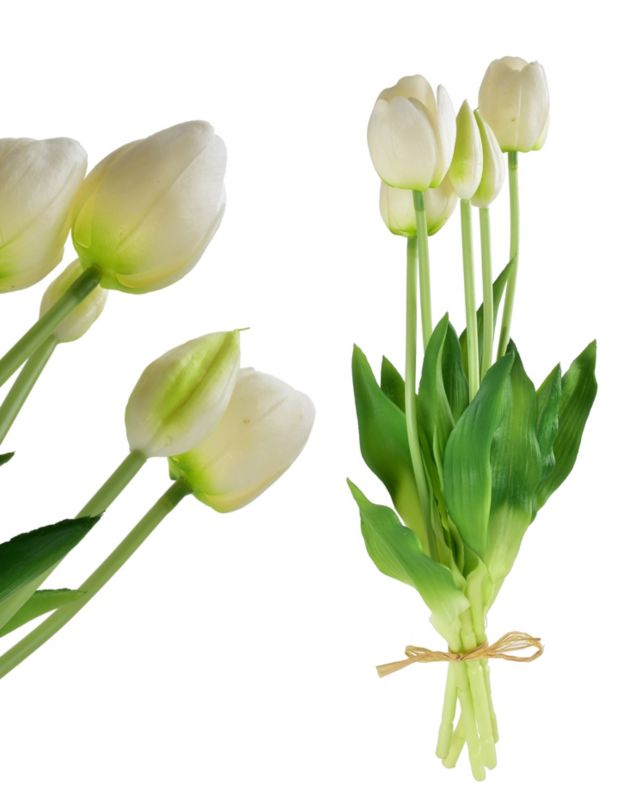 Bukiet tulipanów silikonowy MONDEX VIRIDIS Tulipan 40 cm biały 5 szt