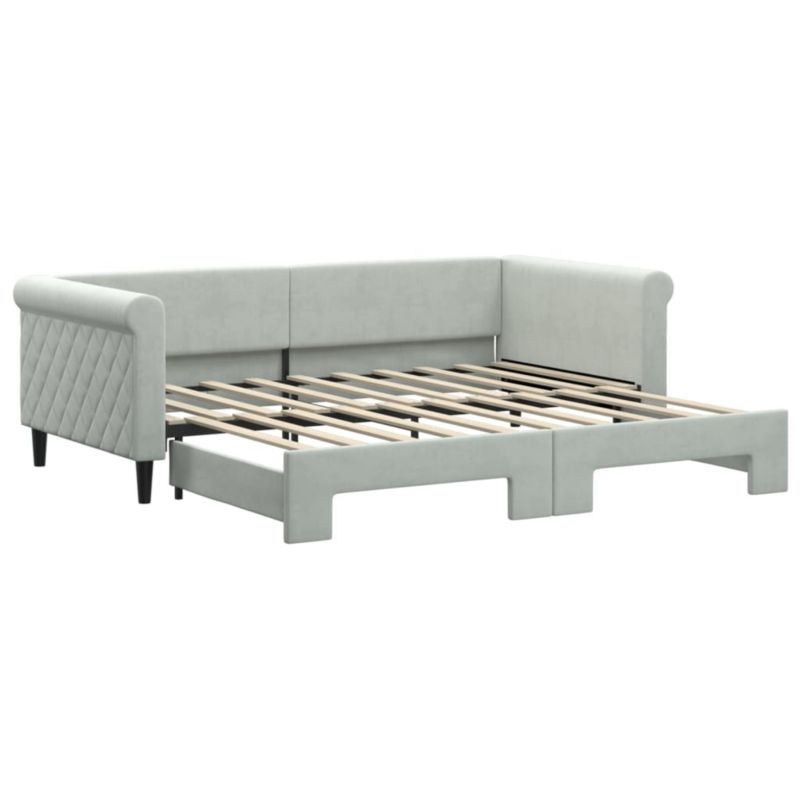 Sofa rozkładana WaszeMeble 90x190 cm Jasnoszary aksamit WM-3197784 1 szt.