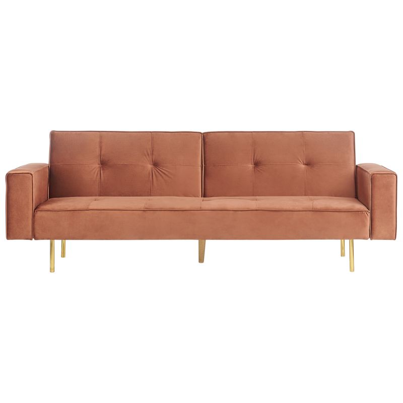 Sofa rozkładana dla 3 osób Visnes Welur Złoty brąz 1 szt.