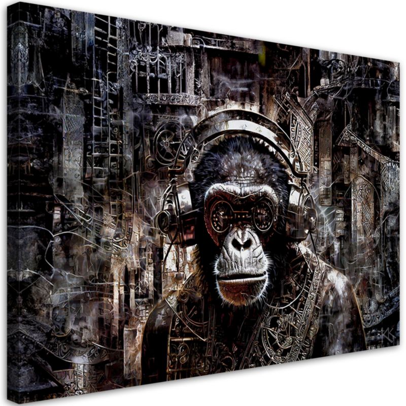 Obraz do salonu sypialni Feeby Nowoczesna Małpa Abstrakcja Czarny 100x70 cm 1szt