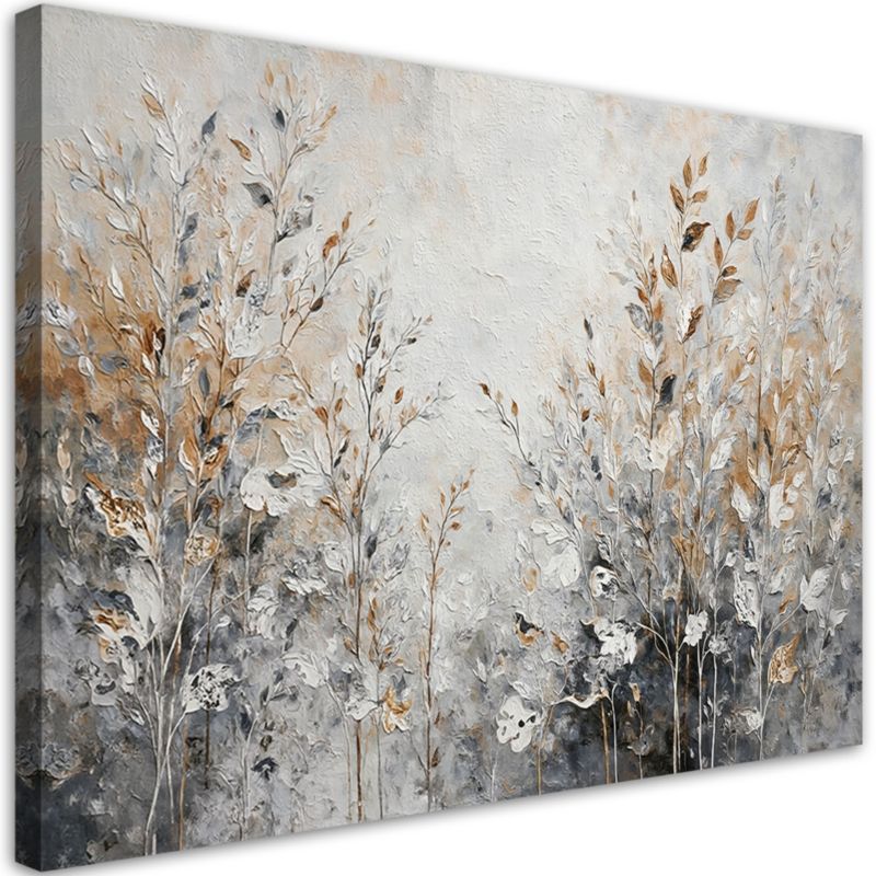 Obraz do salonu sypialni Feeby Rośliny Abstrakcja Botanika Złoty 60x40cm 1szt