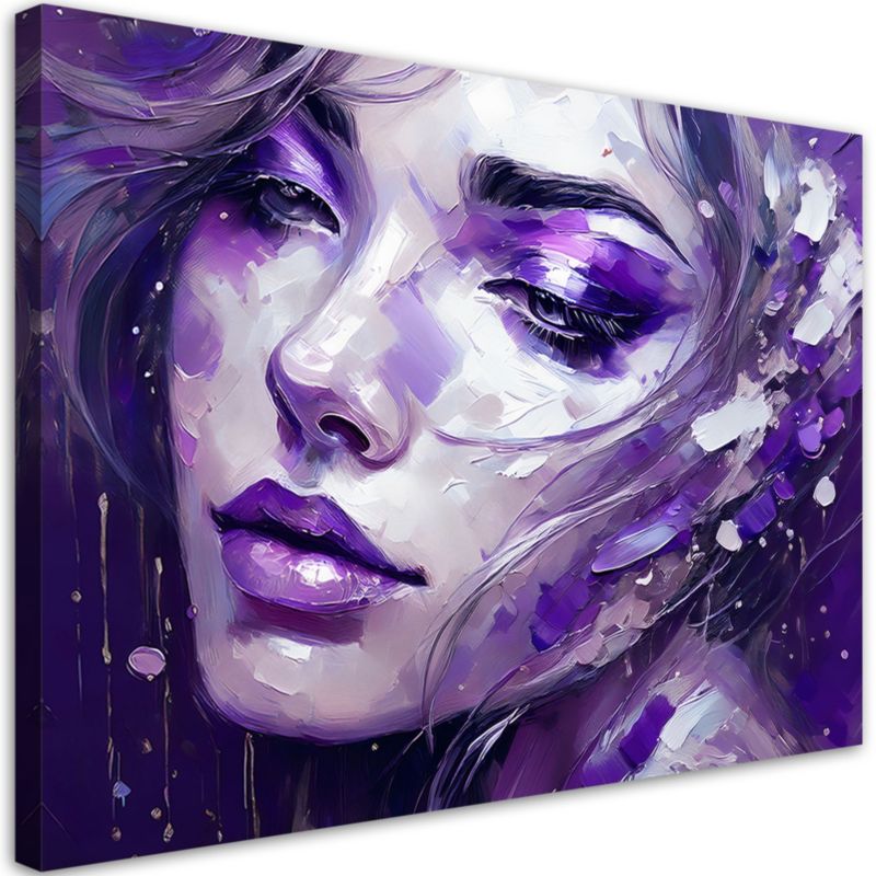 Obraz do salonu sypialni Feeby Portret Kobiety Abstrakcja Fioletowy 100x70 cm 1szt