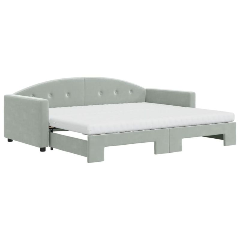 Sofa rozkładana WaszeMeble 90x190 cm Jasnoszary aksamit WM-3197338 1 szt.