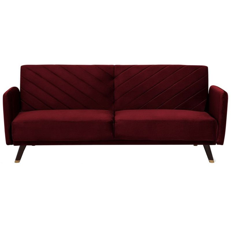 Sofa rozkładana dla 3 osób Senja Welur Bordowy 1 szt.