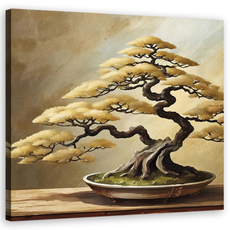 Obraz do salonu łazienki Feeby Drzewo Bonsai Japonia Boho 40x40cm 1szt