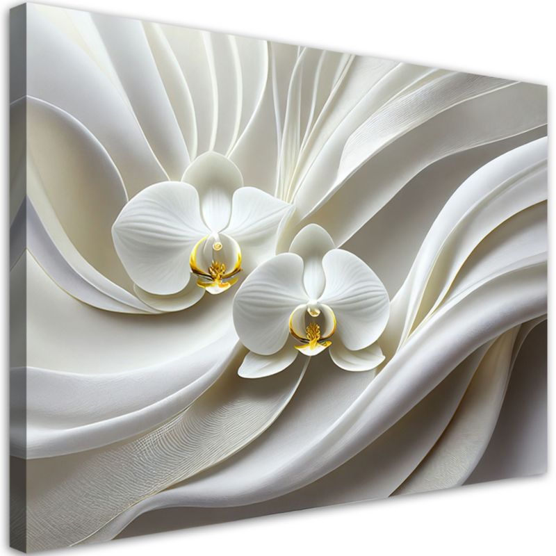 Obraz do salonu sypialni Feeby Biała Orchidea Abstrakcja 3D 90x60 cm 1szt