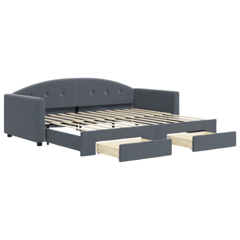 Sofa rozkładana WaszeMeble 90x200 cm Ciemnoszary aksamit z szufladami WM-3197350 1 szt.