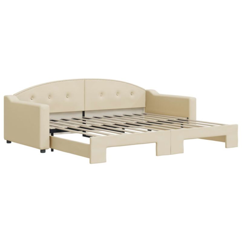 Sofa rozkładana WaszeMeble 90x200 cm Kremowy tkanina WM-3197534 1 szt.