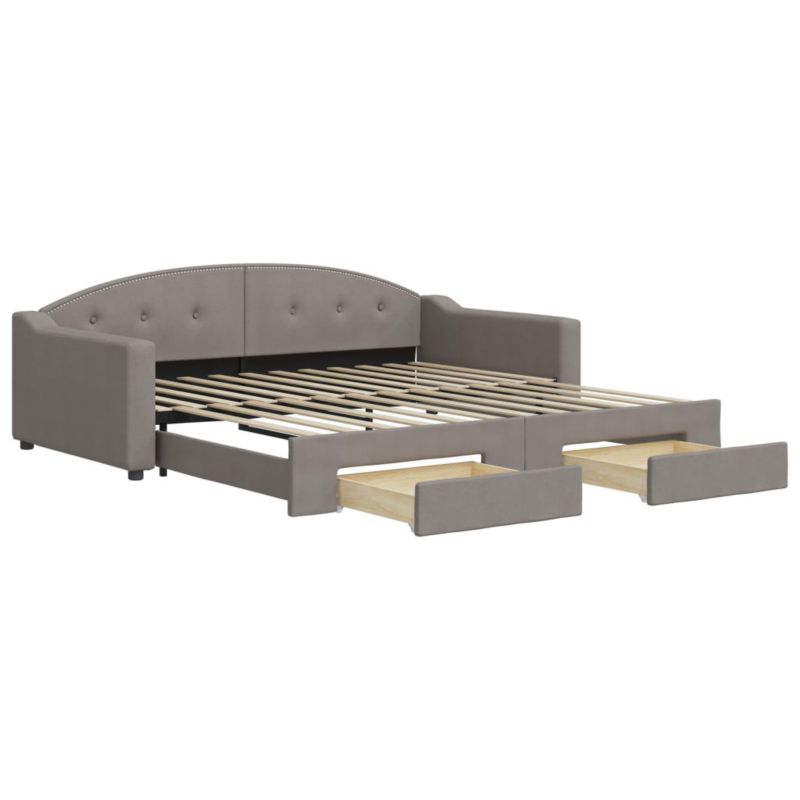 Sofa rozkładana WaszeMeble 100x200 cm Taupe tkanina z szufladami WM-3197574 1 szt.