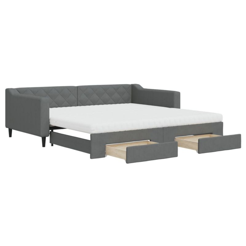 Sofa rozkładana WaszeMeble 100x200 cm Ciemnoszary tkanina z szufladami WM-3197486 1 szt.