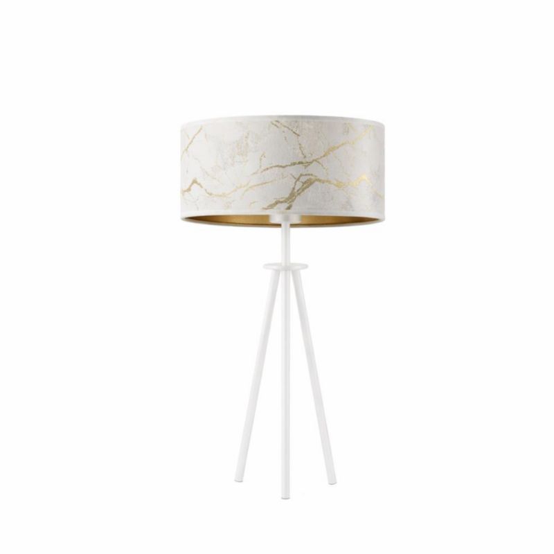 Lampka Nocna Volta Light Factory Deco Abażur Biały marmur/Biały Walec 1xE27 1szt.