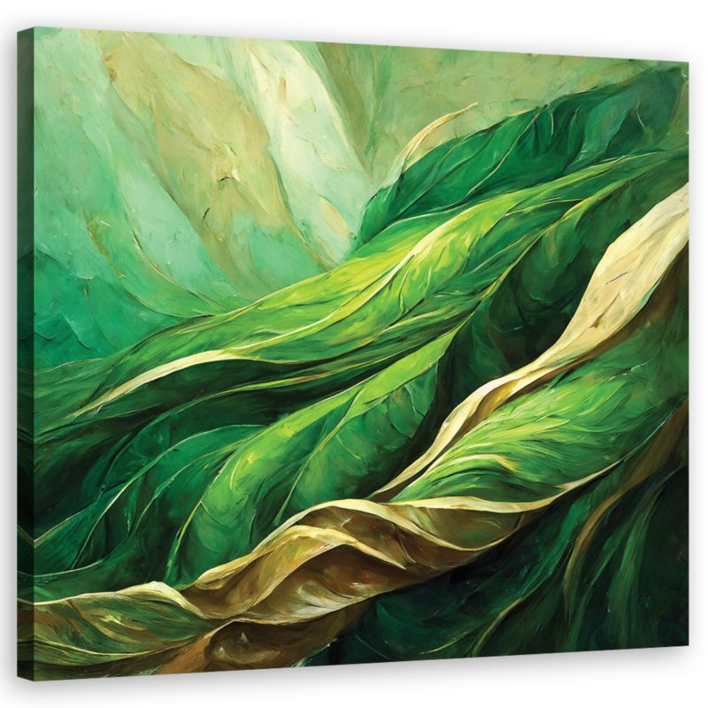 Obraz do salonu Feeby Abstrakcja Liście Zielony 60x60cm 1szt
