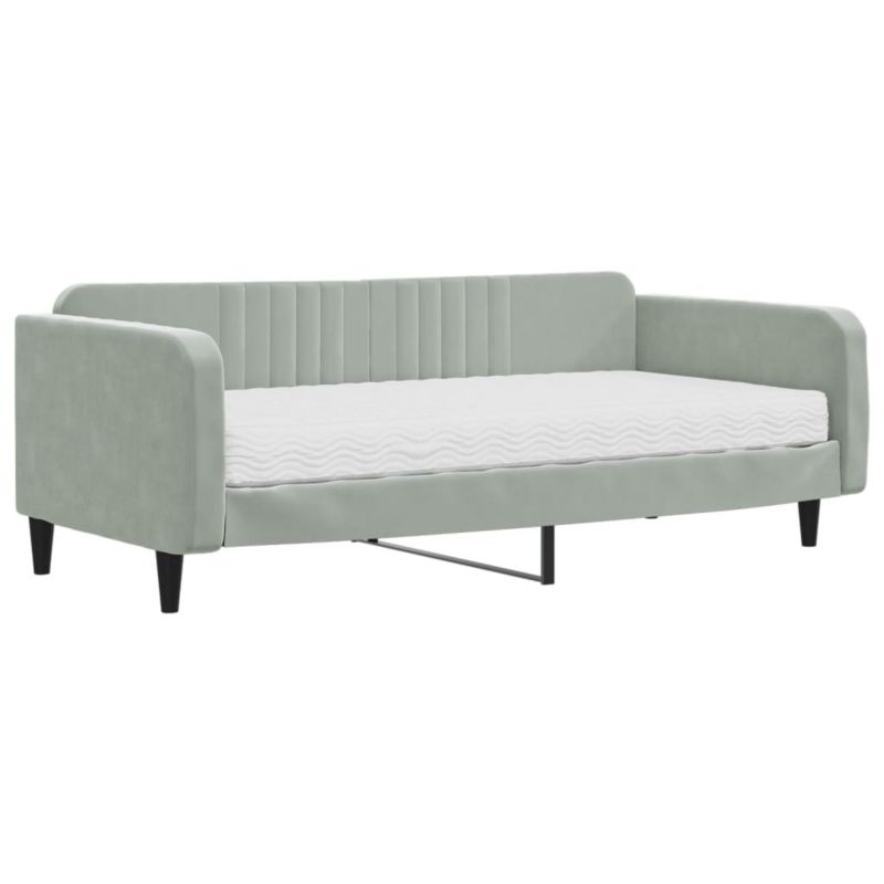Sofa rozkładana WaszeMeble 100x200 cm Jasnoszary aksamit WM-3197046 1 szt.