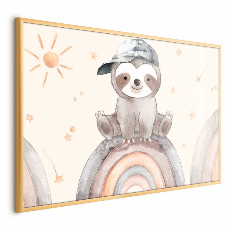 Plakat Artgeist Pośród gwiazdek i tęcz 30x21 cm z ramą złotą bez marginesu 1 szt