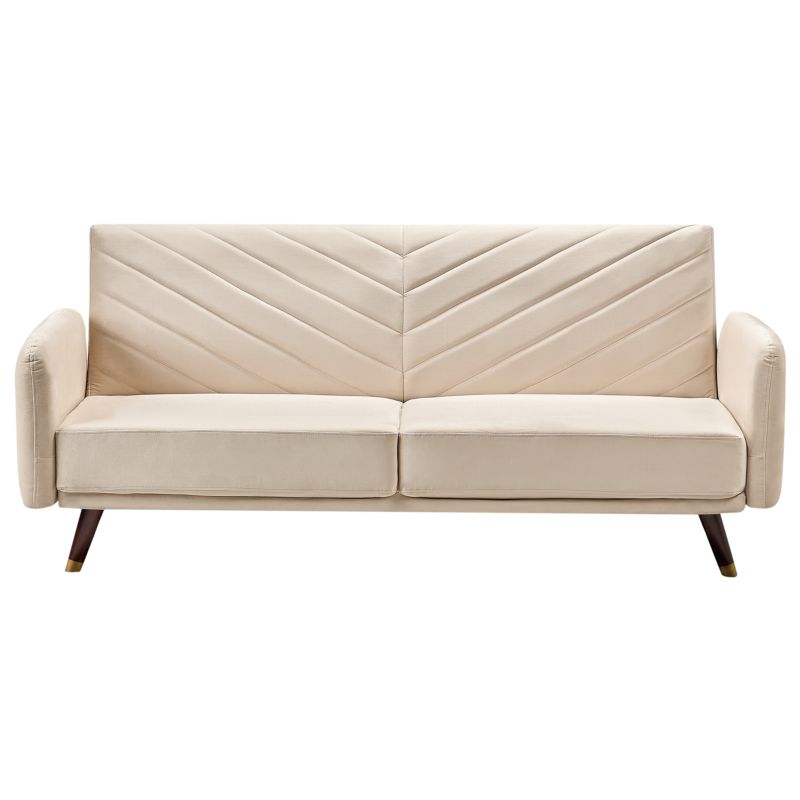 Sofa rozkładana dla 3 osób Senja Welur Beżowy 1 szt.