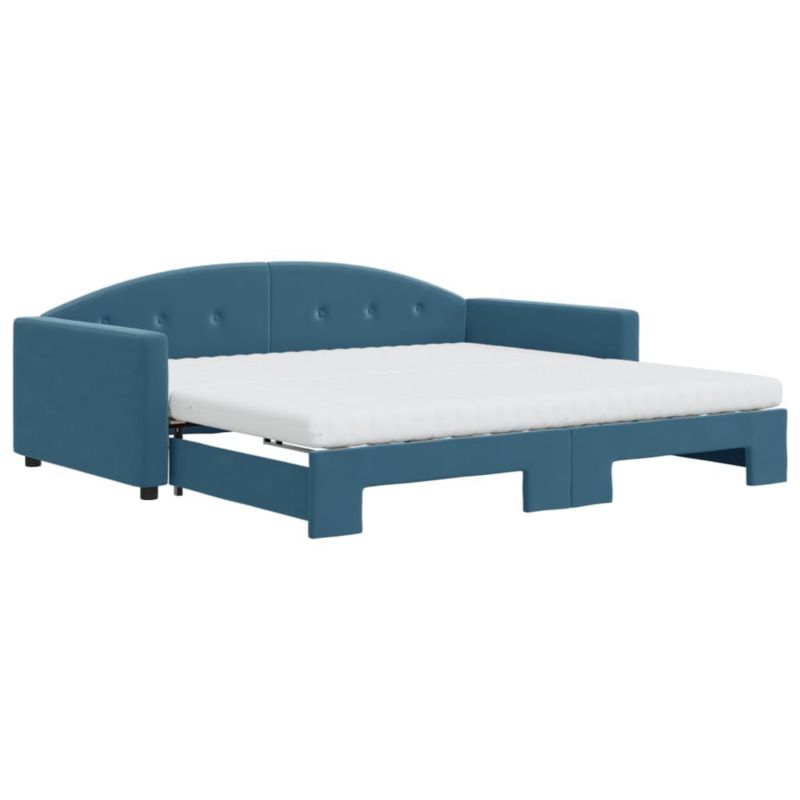 Sofa rozkładana WaszeMeble 100x200 cm Niebieski aksamit WM-3197331 1 szt.