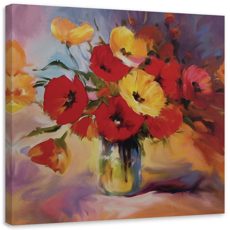Obraz na płótnie Feeby Bukiet maków w wazonie 40x40cm 1szt