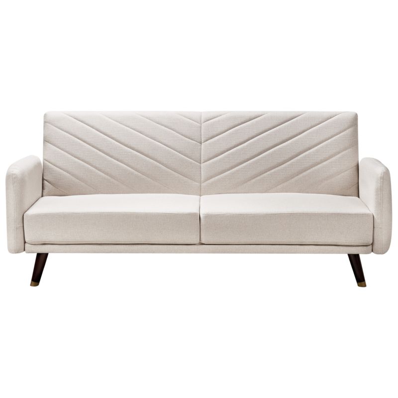 Sofa rozkładana dla 3 osób Senja Len syntetyczny Jasnobeżowy 1 szt.