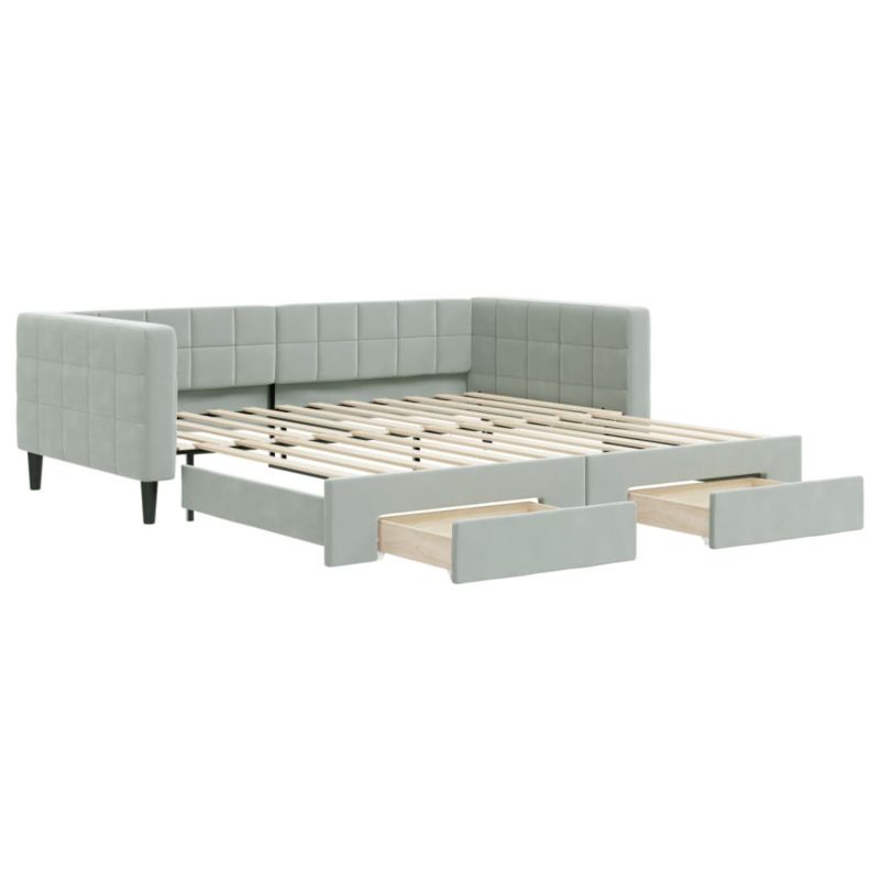 Sofa rozkładana WaszeMeble 100x200 cm Jasnoszary aksamit z szufladami WM-3196746 1 szt.