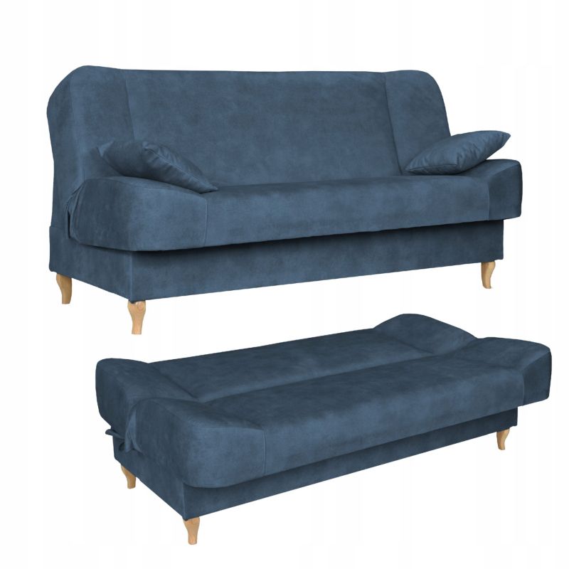 Sofa do salonu rozkładana z poduszkami Family Meble Sara niebieska 1szt