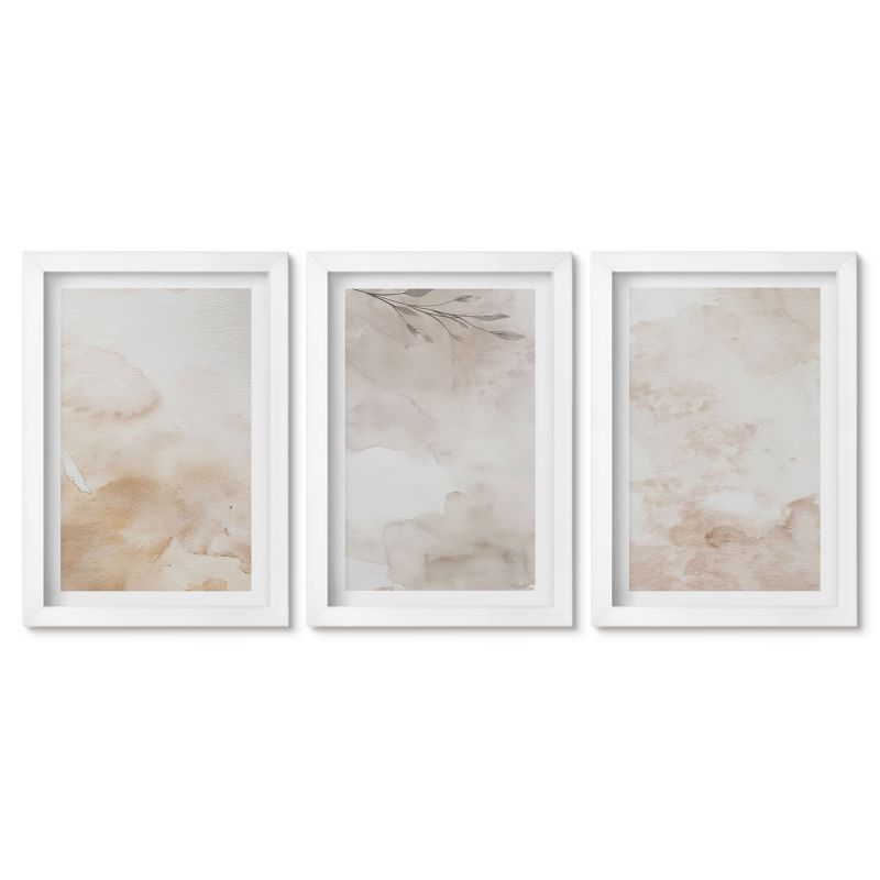 Komplet obrazów biała rama Tulup 20x30 cm Akwarelowe liście pastelowe Małe obrazy do kuchni w ramie 1 kpl