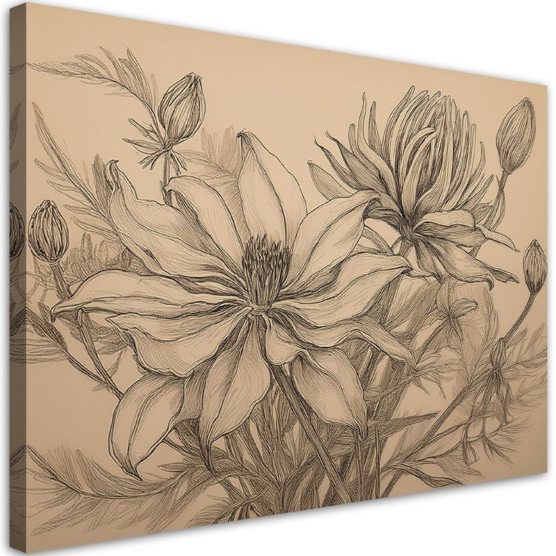 Obraz do salonu Feeby Kwiaty Rośliny Retro 100x70 cm 1szt