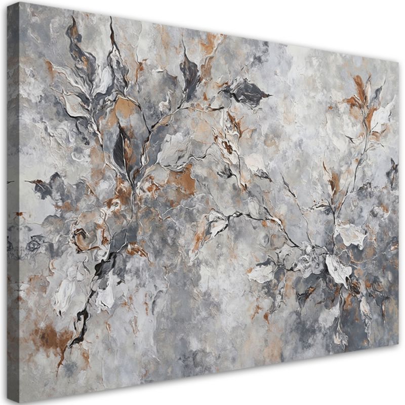 Obraz do salonu sypialni Feeby Abstrakcja Botanika Szary Złoty 90x60cm 1szt
