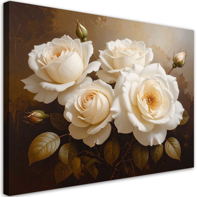 Obraz do salonu sypialni biura kuchni Feeby Kremowe róże kwiaty bukiet 120x80cm 1szt