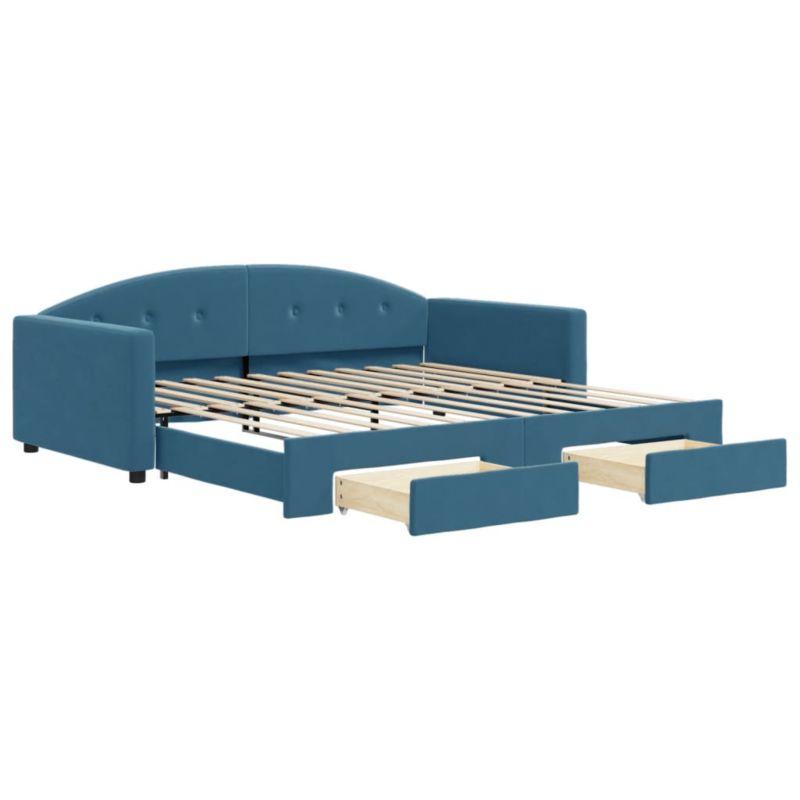 Sofa rozkładana WaszeMeble 100x200 cm Niebieski aksamit z szufladami WM-3197355 1 szt.