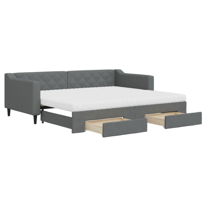 Sofa rozkładana WaszeMeble 90x200 cm Ciemnoszary tkanina z szufladami WM-3197481 1 szt.